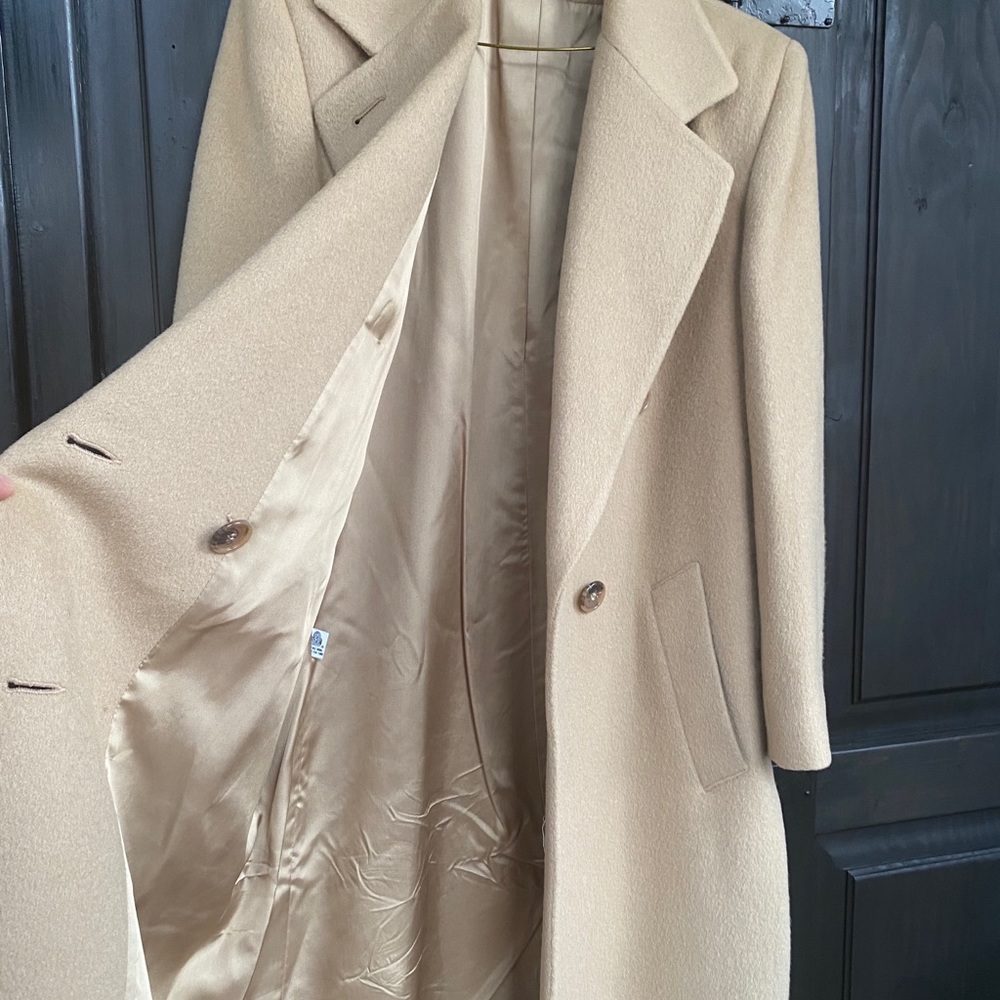 Women’s long length wool camel dress coat